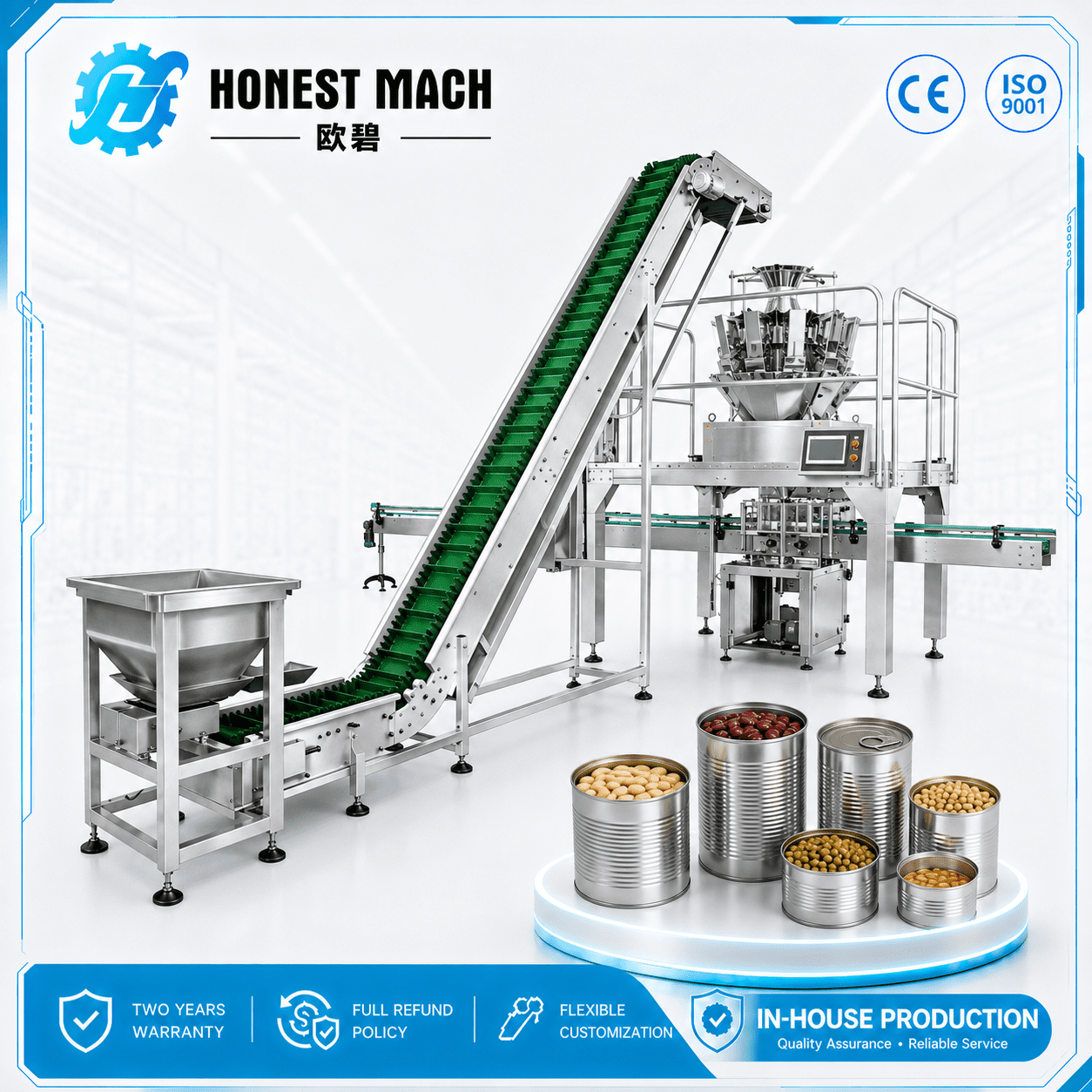 automatic-beans-tin-can-filling-machine Automatic Multihead Weigher Beans Filling Machine for Tin Cans